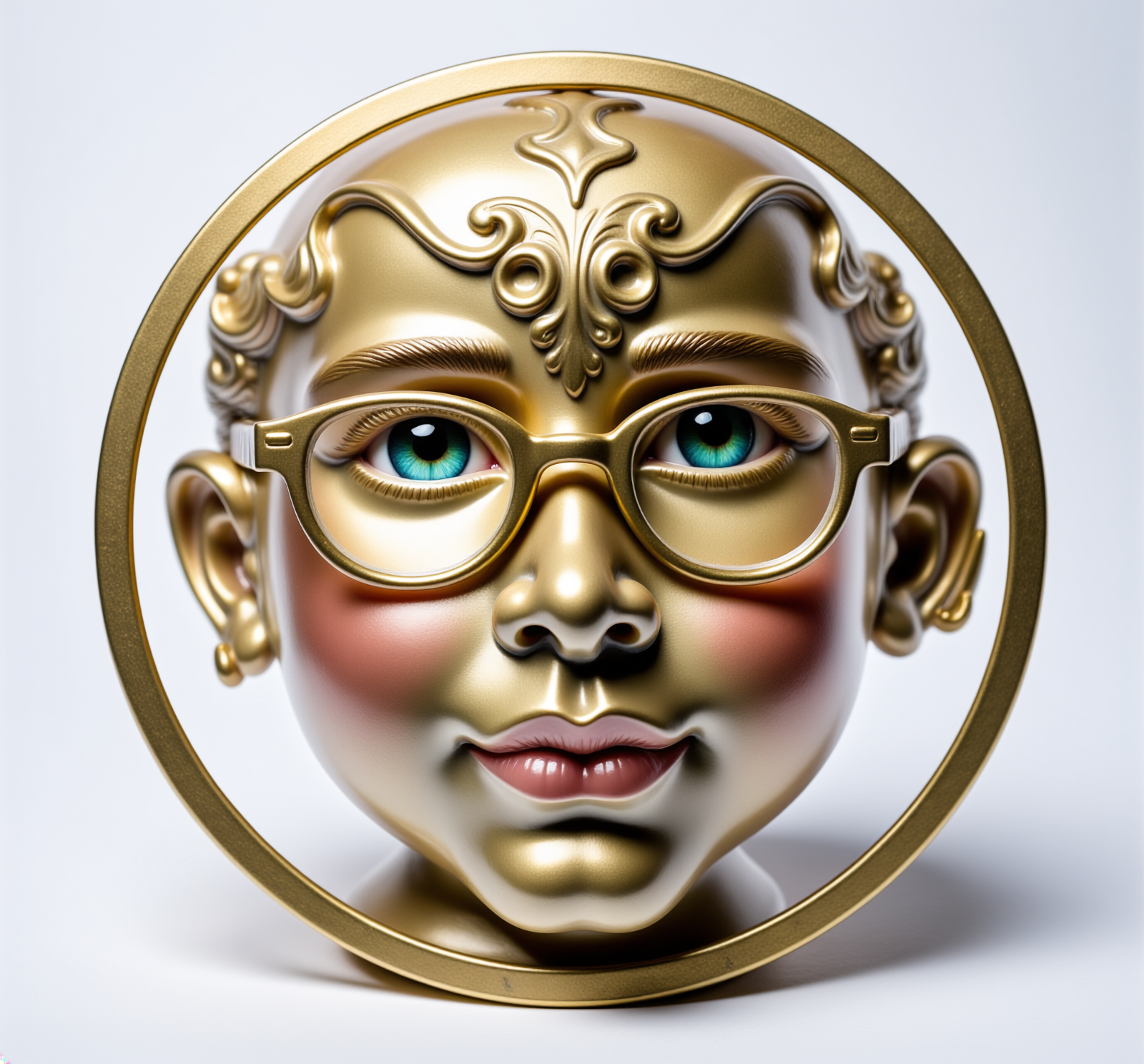 Firefly_ornate vintage plastic children's toy sculpture of THE FACE, with glasses, caustic light patter 634131